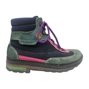 VTG 80s Vendramini Italian Made Mountaineering Boots Suede Teal Fuschia Wmns 11